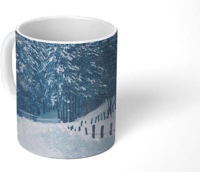 Mok - Koffiemok - Bos - Sneeuw - Winter - Mokken - 350 ML - Beker - Koffiemokken - Theemok