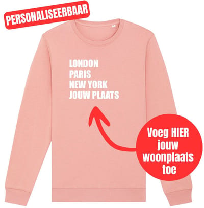 Sweater canyon pink S - London, Paris, New York, jouw woonplaats - Wit
