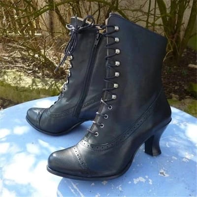 Dames Laarzen PU Leer Bikerboots voor Dames Hoge Hak Puntige Neus Laarzen Dames Nieuwe Laarzen platform schoenen nieuw 35 black
