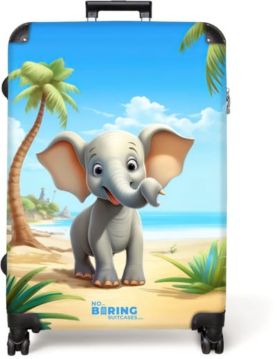 NoBoringSuitcases.com® - Koffer groot - Reiskoffer lichtgewicht - Olifant - Strand - Dieren - Meisjes - Kind - Rolkoffer met 4 wielen - Grote trolley XL - 98 liter bagage