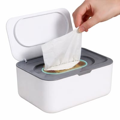 Somstyle Tissuebox Houder - 19 x 13 x 7.5 CM - Billendoekjes Box - Wipe Box - Wit / Grijs