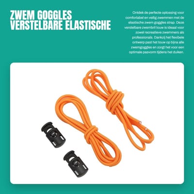 Dailygoods- Zwembril Touw Verstelbaar - Elastisch Rubber - Comfortabel - Duurzaam - Geschikt voor Duiken - Inclusief Knoop en Vergrendelingsknop - Zwemgoggles