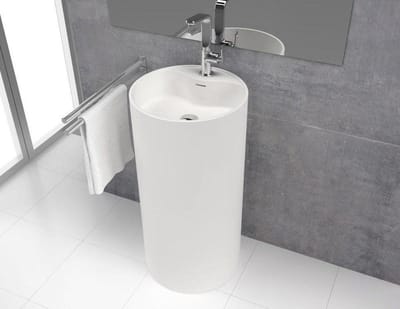 Wastafel vrijstaand Tube ø45x90cm Solid Surface mat wit