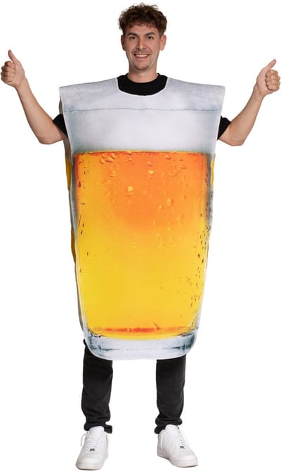 Partychimp Bier Glas Verkleedpak Biertje Bier Kostuum Unisex Kostuum Carnavalskleding Carnaval kostuum verkleedkleding Volwassenen - Polyester - Geel- Unisex - One size