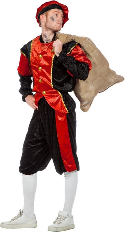 Budget Piet kostuum zwart/rood voor volwassenen
