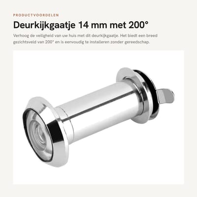 Dailygoods- Deurkijkgaatje 14 mm - 220° Kijkhoek - Privacycover - Huisbeveiliging - Woninginbraakpreventie - Eenvoudige Installatie - Deurviewer