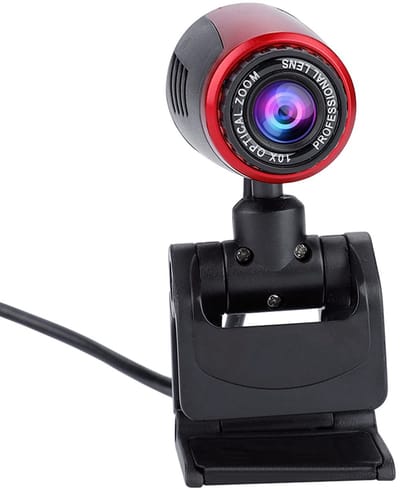 Dailygoody - USB2.0 HD webcam - webcam met microfoon - plug and play - zwart en rood - video-opname - geschikt voor computer en laptop - 5ak4tqm1be