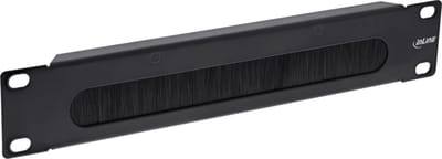 10 inch doorvoerpaneel met borstel | 1U | zwart