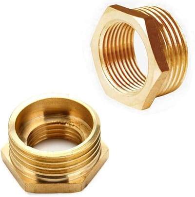 Koperen Kraanverbinder, 1/2" (20mm) Mannelijk naar 1/4" (13.5mm) Vrouwelijk BSP Draad, Hex Bush Reducer Adapter voor Tuinslangen en Waterleidingen (Verpakking van 2)