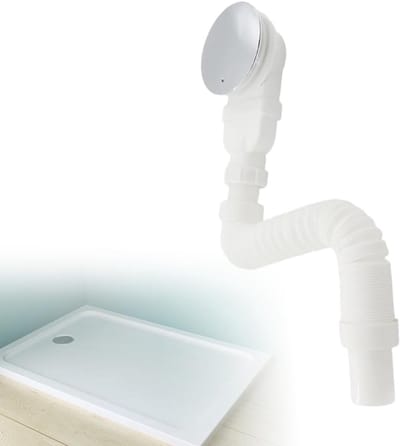 Flat doucheafvoer 90 mm, extra platte vloerafvoer met chroom deksel, ideaal voor moderne badkamers en efficiënte waterafvoer
