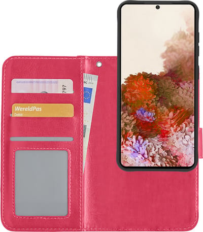Hoesje - 2 in 1 - Geschikt voor Samsung Galaxy S20 - Met Uitneembare Hard Cover - Bookcase - Wallet Case - Met Pasjeshouder - Book Case - Uitneembaar - Pashouder - Kunstleer - Donkerroze