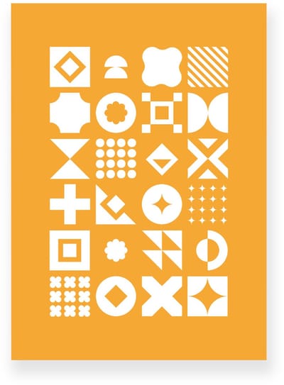 Poster 20x30 cm - Geometrische Vormen - Oranje - Wit - Abstract - Vintage - Muurdecoratie - Wanddecoratie