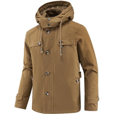 Herfst en Winter Nieuwe Kasjmier Jas Heren Puur Katoen Wassen Capuchon Lange Jas Herenmode 5XL brown