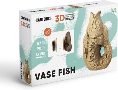 CARTONIC- Fish Vase- 3D puzzel- Speelgoed - DIY- Creatief - Karton - Voor kinderen en volwassenen
