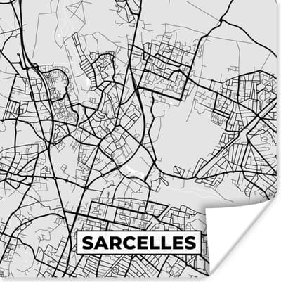 Poster Kaart - Stadskaart - Frankrijk - Sarcelles - Plattegrond - 100x100 cm XXL