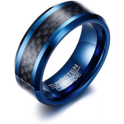 Herenring Tungsten Carbide Ring Inleg Koolstof Jubileum Trouwring Voor Heren Unisex Party Cadeau Mode Sieraden 8 blauw