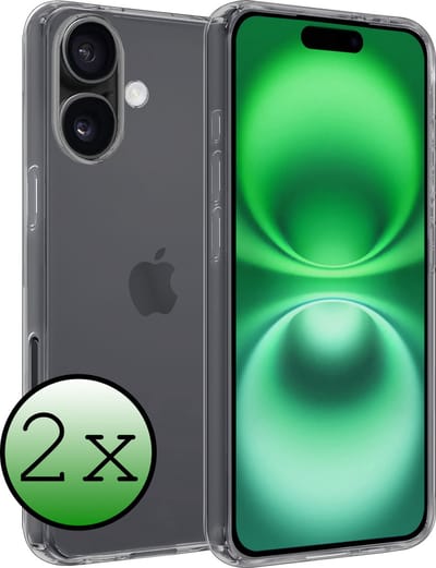 Hoesje 2 Stuks - Geschikt voor Apple iPhone 16 - Sterk & Shockproof - Case Siliconen - Back Cover - Telefoon Hoes - Transparant