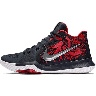 Nike Kyrie 3 Ronde Neus Vetersluiting Stof Schokabsorptie Antislip Mid-Top Basketbalschoenen Heren sneaker Blauw Rood Zwart 852396-900 47.5 black