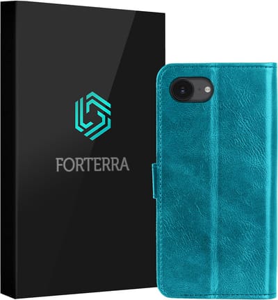 Hoesje Geschikt voor Apple iPhone 17e - Luxe Bookcase - Walletcase Hoes - Portemonnee - Cover - Turquoise