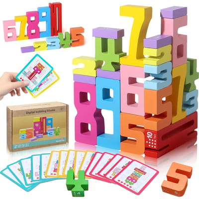 Nummer Bouwblokken Montessori Stapel Puzzel Balans Competitie Speelgoed Leergericht Cadeau ideaal voor Peuter