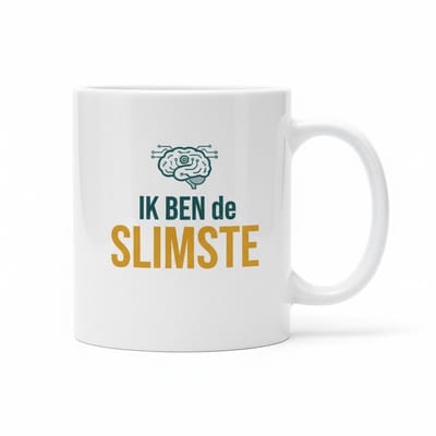 “Ik Ben de Slimste” Mok 330 ml – Grappige Brein Illustratie – Humoristisch Cadeau voor Studenten, Collega’s & Quizliefhebbers
