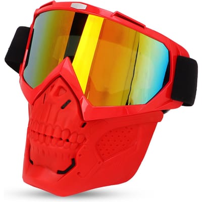 Motorfiets Doodskop Bril Gezichtsbedekking Off Road Fietsen Winddicht Helm Bril Bril met Gezicht rood