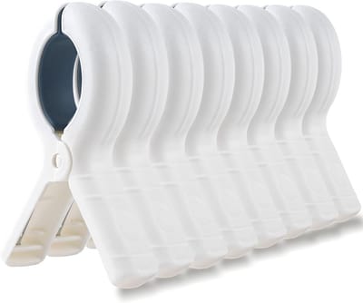 8 stuks handdoekclips voor ligstoelen, witte grote strandhanddoekclips voor ligbedden, strandharingen voor handdoeken, wasknijpers, zonnebedhanddoekclips, zonnebankharingen voor strandhanddoeken