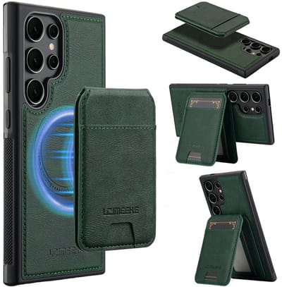 LC.IMEEKE Hoesje - Geschikt voor Samsung Galaxy S26 Ultra Hoesje - LC.IMEEKE L3 - Leather Back Cover met Pasjeshouder - MagSafe Compatible - Groen