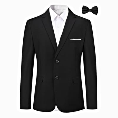ALLTHEMEN Heren Twee Knoops Blazer Set - Effen Slim Fit vlinderdas Zakelijke - L