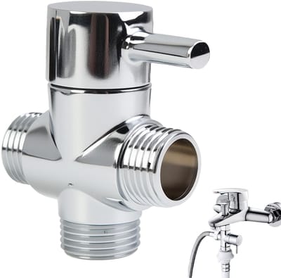 Dailygoods- Douche-aftakventiel 3-weg T-adapter - Douche-omschakelaar - Mannelijke ingang G1/2 - Massief messing - Verchroomd - Eenvoudige installatie - Douchekraan