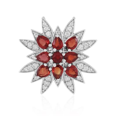 Cavill - Zilveren Hanger met 2,49 ct Tanzania Robijn en Zirkonia - 925 Sterling Zilver Platina Gecoat - Elegante Peervormige Robijn Sieraad