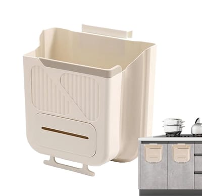 Opvouwbare Prullenbak - Afval Emmer - Keuken Opbergen - Montage Zonder Boren - Medium Wit 25cm - Wit