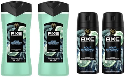 AXE Aqua Bergamot - Voordeelpakket - Douchegel 2x 300ml & Deodorant Spray 2x 150ml