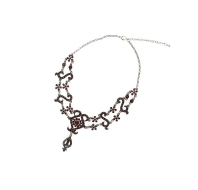 Behave Dames Ketting - Vintage Ketting Met Rode Stenen - 40 cm - Nikkelvrij