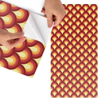 Tulup Meubelfolie - Retro patroon Plakfolie Meubels - 65x130 cm - Geel Meubelfolie - Decoratiefolie - Retro Meubelfolie - Meubel Wrap Folie - Woonkamer decoratie - Achtergronden en patronen