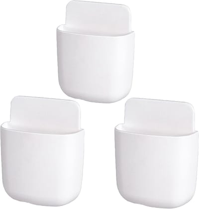 3x Wandgemonteerde opbergrekken - Multifunctionele opbergdozen van ABS, wit - Compact, ruimtebesparend en eenvoudig te installeren