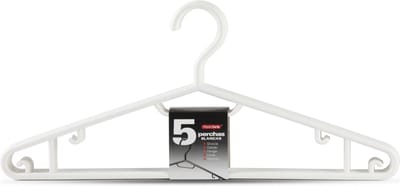 PlasticForte Kledinghangers - 5x - wit - kunststof - 40 cm - kleerhangers