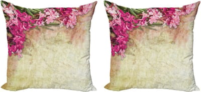 ABAKUHAUS Retro Dekokussenhoes – 45x45 cm – Dubbelzijdig digitaal bedrukt – Roze/Groen/Bleekgeel