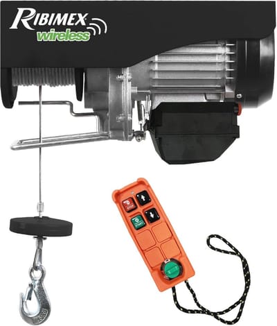 Elektrische takel met draadloze afstandsbediening, 200/400 kg, katrol en staalkabel, 18 m hefhoogte