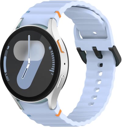 Siliconen wave bandje - geschikt voor Samsung Galaxy Watch 7 (40 & 44mm) / Watch 6 (Classic) / Watch 5 (Pro) / Watch 4 (Classic) / Watch FE - easy pin met gespsluiting - lichtblauw