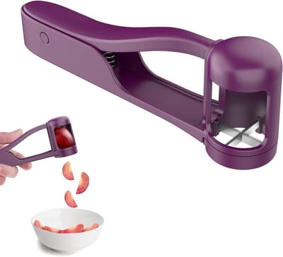 Grape Slicer voor Peuters en Baby's, Snijgereedschap voor Druiven, Tomaten en Aardbeien, Draagbare Keuken Gadget van RVS (Paars)