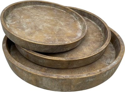 Brynxz Set van 3 Jewel Vintage schalen – Basic Antiek Brons/Goud - Aardewerk - D.39-34-29 H.4