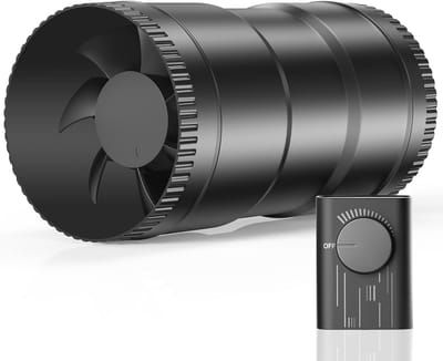 Verstelbare Buisventilator 221 m³/h met Stekker en Verbeterde Controller voor Badkamer, Serre, Kweektent, Kelder, Garage en Keuken