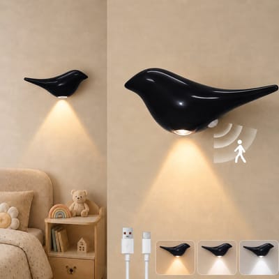 Rosnek Magnetische Nachtlamp met Bewegingssensor Binnen - 2 Stuks - Draadloze LED Wandlamp - USB Oplaadbaar - Zonder Boren - Trapverlichting - Zwart
