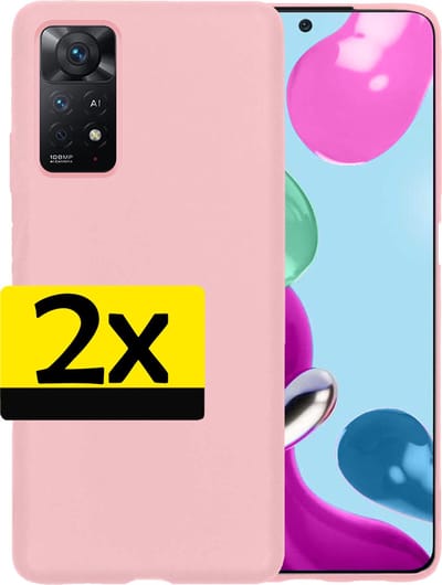 Hoesje - 2 Stuks - Geschikt voor Xiaomi Redmi Note 11s - Sterk & Shockproof - Case Siliconen - Back Cover - Telefoon Hoes - Telefoonhoesjes - Lichtroze