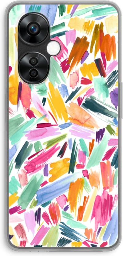 Case Company® - Hoesje geschikt voor OnePlus Nord CE 3 Lite hoesje - Watercolor Brushstrokes - Soft Cover Telefoonhoesje - Bescherming aan alle Kanten en Schermrand