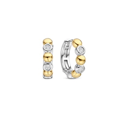 TI SENTO Dames Oorbellen - 925 zilver - Zirkonia met geel verguld - 78008ZY