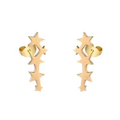 Aramat Jewels | Oorbellen | Stalen Goudkleurige Sterren Oorbellen - Tijdloos Cadeau | Goudkleur | |11mm | Staal | Kinderen, Volwassenen | Verkleurd niet