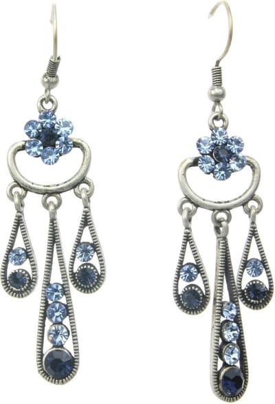Behave - Oorhangers met bloem en blauwe steen - Romantische look