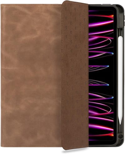 Rosso Elite Hoes Geschikt voor Samsung Galaxy Tab S10 Ultra / S9 Ultra - 2-in-1 Echt Leer Book Case en Back Cover - Magnetisch Uitneembaar Hoesje - Beschermhoes Bruin